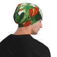 thumbnail image 5 of Xecao Palm Leaves And Tropical Flowers Print Beanie Knitted Hat for Men Women, Winter Fashion Knit Cuffed Caps Unisex, 5 of 7