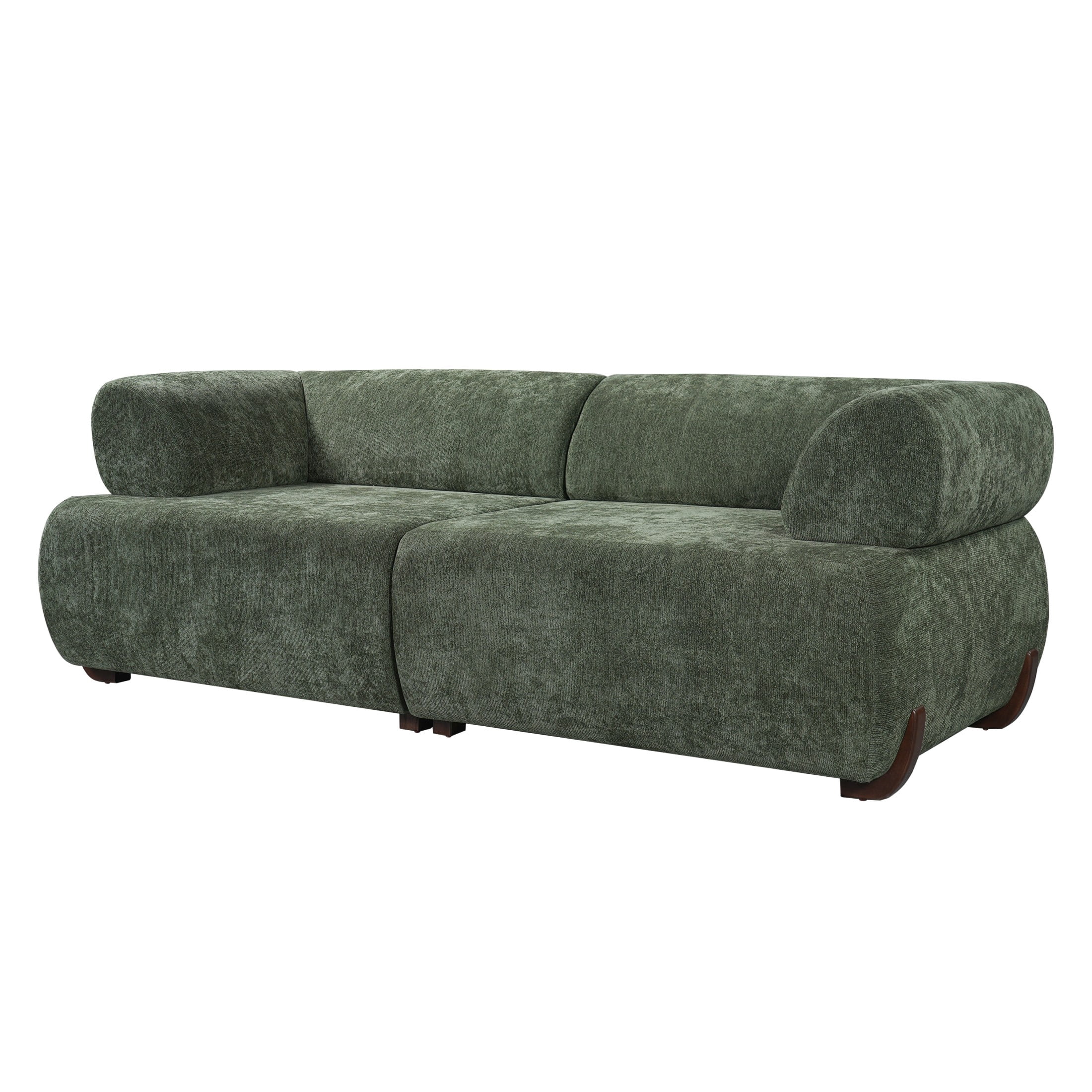 Christopher Knight Home 83" Minimalist Upholstered Sofa, 3-Seat Modular Couch with Round Arms, Green