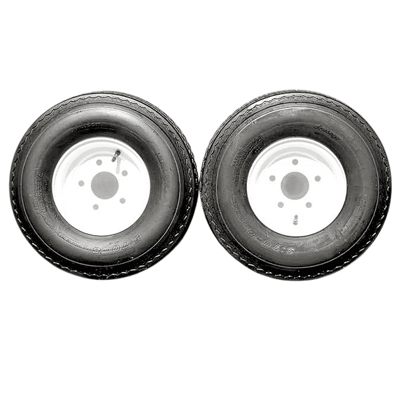Antego Tire and Wheel Antego 2-Pack Trailer Tire On Rim 570-8 5.70-8 Load C 5 Lug White Wheel