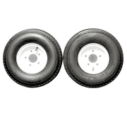Antego Tire and Wheel Antego 2-Pack Trailer Tire On Rim 570-8 5.70-8 Load C 5 Lug White Wheel