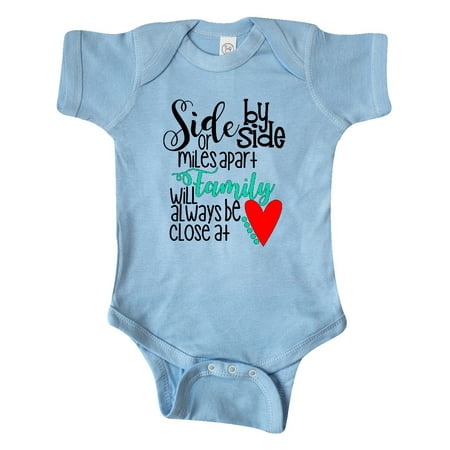 

Inktastic Side by Side or Miles Apart Family Will Always be Close Gift Baby Boy or Baby Girl Bodysuit