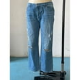 thumbnail image 3 of Straight Leg Jeans For Women Ripped Hem Low Waisted Jeans For Women, 3 of 4