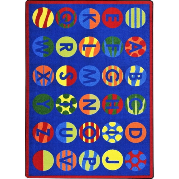 Joy Carpets Kid Essentials Alphabet Patterns 5'4" x 7'8" Area Rug in Color Multi