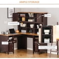 thumbnail image 5 of HOMCOM L-Shaped Computer Desk with Storage Shelves, Home Office Desk with Drawers and Cabinets, Coffee Brown, 5 of 10