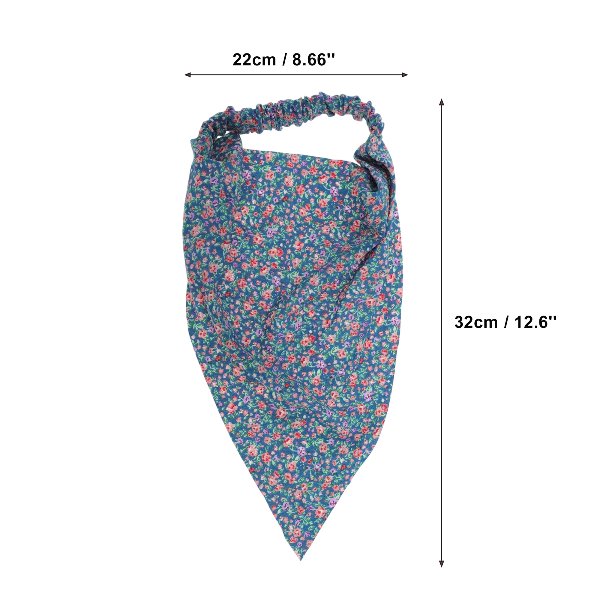 Unique Bargains 1pc Floral Soft Breathable Headwrap Navy Blue Orange