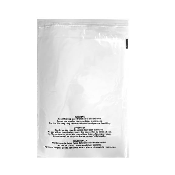 10" X 13" Clear Poly Bags with Suffocation Warning - 1.57 Mils | 200 Count Self-Seal Bags for Packaging, T-Shirts, & Shipping - Permanent Adhesive Closure