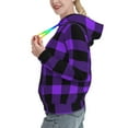 thumbnail image 2 of Wukai Purple Buffalo Plaid Print Womens Hoodies Fleece Sweatshirts Long Sleeve Sweaters Pullover Fall Outfits Winter Clothes-Medium, 2 of 7