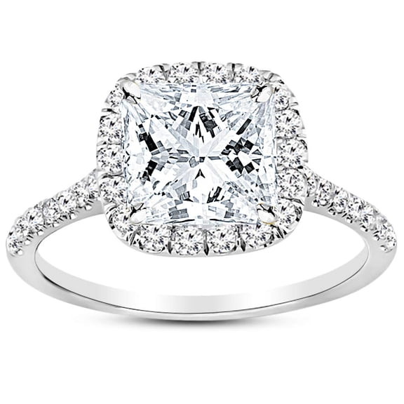 Platinum 1.25 Carat LAB GROWN IGI CERTIFIED DIAMOND Halo Princess Cut Diamond Engagement Ring (I-J Color SI1-SI2 Clarity 0.75 Ct Center)