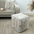 thumbnail image 6 of Ox Bay Vinita Square Light Gray/Multi Medallion Distressed Indoor Pouf Ottoman,18"H x 18"W, 6 of 10