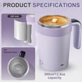 thumbnail image 3 of Purple 12oz Self-Stirring Coffee Mug, Electric Rechargeable Magnetic Stirring Cup with Temperature Display & Lid, Bpa-Free Stainless Steel for Hot & Cold Drinks, 3 of 8