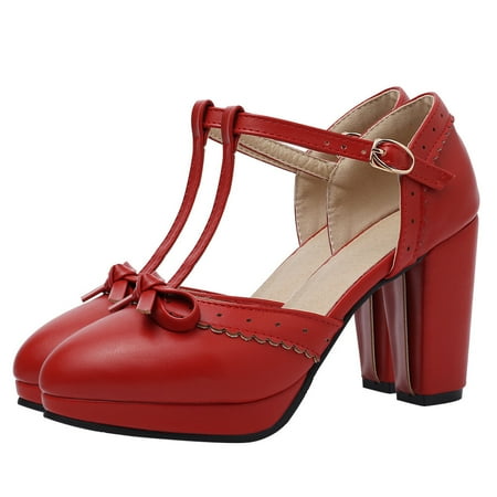 

1 Pair Lady s Chunky Heels Bowknot High-heeled Sandals Shoes Summer Footwear