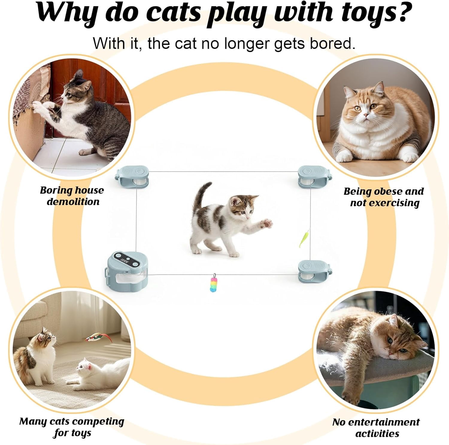 Interactive Chase Toys, Automatic/Remote Control Cat Chasing Toy for Indoor Cats, Adjustable Speed Cat Treadmill, Imitate The Sound of Bird for Bored Cats to Play, Exercise/Blue