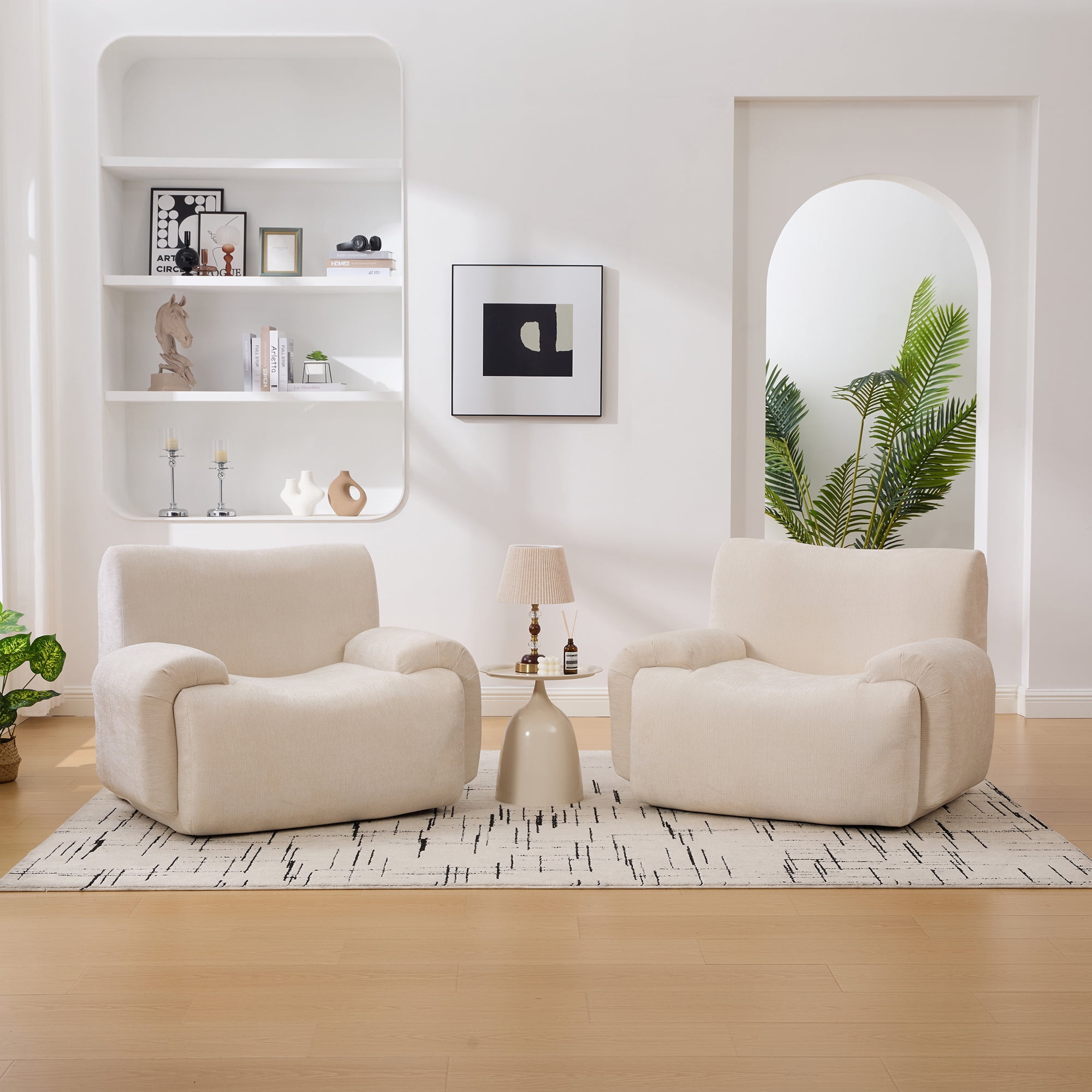 Leumius 43" Oversized Accent Chair,Boneless Upholstered Single Sofa Chair,Comfy Chenille Armchair Reading Lounge Chair with Deep Seats for Living Room,No Assembly Required,Beige