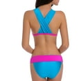 thumbnail image 6 of UTSJKR Sexy Women's Bikini Swimsuit Set Criss Cross Halter Bra and Panty Swimsuit Hipster Color Block Bathing Suit Tummy Control Bikini Blue S, 6 of 6
