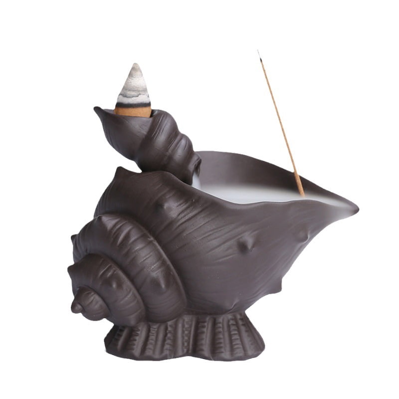 Handmade Purple Clay Conch Home Decor Backflow Incense Burner Incense Holder Ceramic Desktop Decor