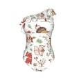 thumbnail image 4 of Yiaed Cute Little Animals Print Women One Piece Swimsuits Tummy Control One Shoulder Bathing Suits Pattern Ruffle Swimwear-X-Large, 4 of 8