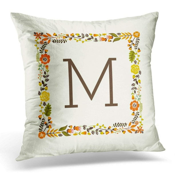 BSDHOME Brown Thanksgiving Monogram Fall Floral Border Orange Green