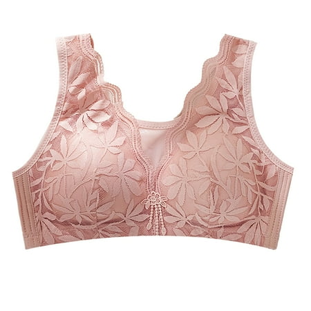 Audhol Bras for Women Autumn And Winter New Lace Bra on The Support Gathered Side To Adjust The Type of Non Ring in The Thick Female No Underwire Seamless Push Up Everyday Bras Hot Pink 44