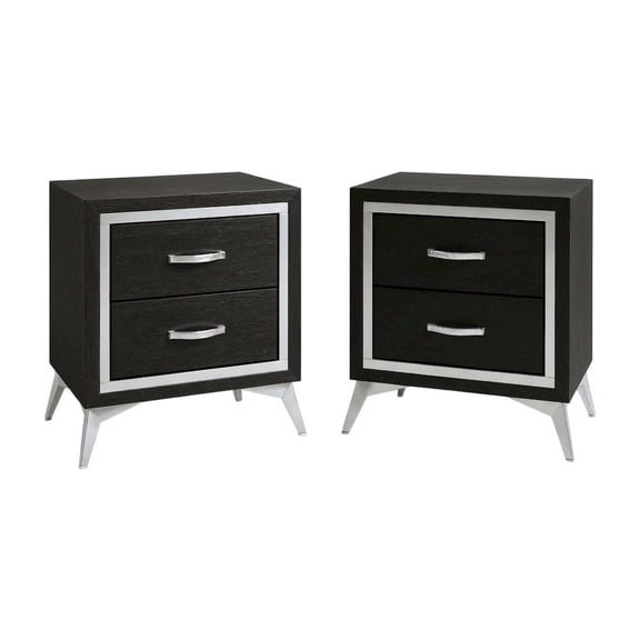 New Classic Furniture Huxley Wood Nightstand in Black (Set of 2)