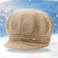 thumbnail image 2 of Stylish Knitted Cap With Star Rhinestone - Autumn Winter Warm Fuzzy Hat, Soft Knit for Outdoor Activities Daily Commute, Elegant Accessory for Cold Weather Walks,Size:One Size, 2 of 6