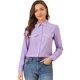 thumbnail image 1 of Allegra K Camisa elegante de manga larga con bontones con cuello en punta para mujer Violeta XL Unique Bargains Camisa, 1 of 6