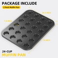 thumbnail image 7 of GPED 2 Pack Muffin Pan for Baking, 24-Cup Nonstick Mini Cupcake Pan, 14" x 10.5" x 1.5" with 1.8" Cups, for Muffins, Cupcakes, Brownies, Cheesecake, Carbon Steel, Easy Clean, Oven Safe, 7 of 7