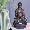 thumbnail image 3 of Seated Buddha Tealight Candle Holders, Set of 2, Greeting or Namaste Pose, Lotus Base, 7.5 H x 4.25 Inches, Hand Crafted, Cast Polyresin, Bronze Color, the Serenity Collection, 3 of 6
