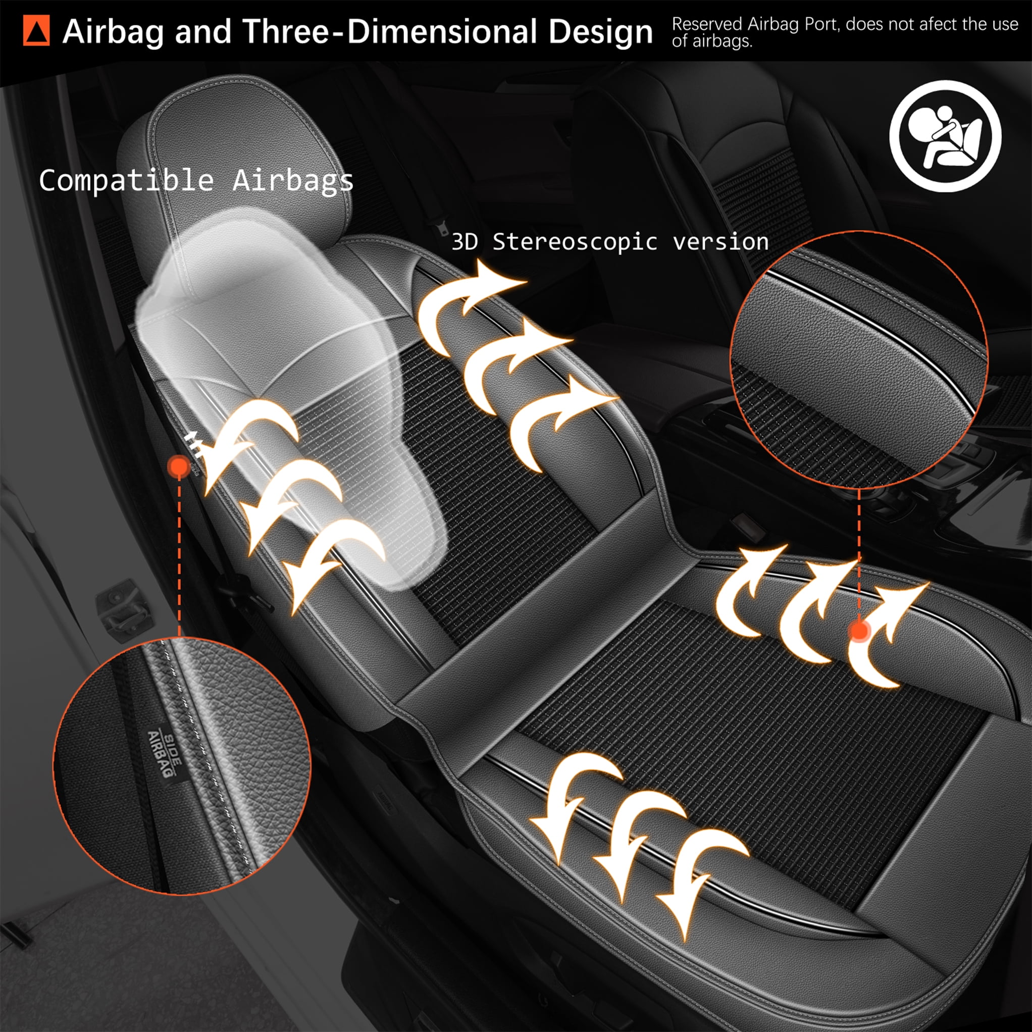 DIKSOAKR Car Seat Covers for Toyota RAV4 2013-2025 2026 Waterproof Leather Seat Covers Car Seat Protector Compatible Airbag Grey,Front Set( 2 Seats)