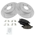 thumbnail image 2 of TRQ Rotor & Brake Pad Posi Ceramic Performance Drilled Slotted Rear Kit, 2 of 5
