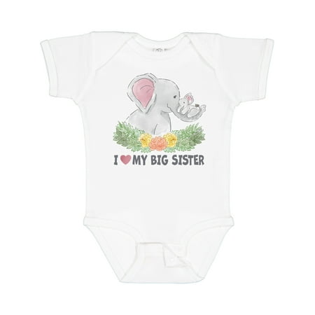 

Inktastic I Love My Big Sister Elephant Family with Flowers Boys or Girls Baby Bodysuit