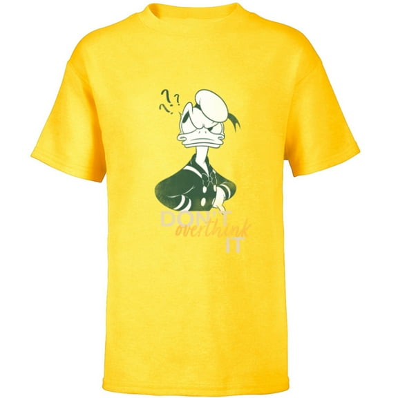 Disney Donald Duck Blogger Team Advice Don’t Overthink It - Short Sleeve T-Shirt for Kids - Customized-Yellow