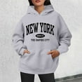 thumbnail image 2 of Valora Women's Hoodies Casual Fashion Hooded Sweatshirt Loose Fit Pullover with Print State Letter Print and Front Pocket For Everyday Wear Light Gray M, 2 of 4