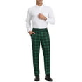 thumbnail image 2 of Unique Bargains Men's Checked Suit Pants Flat Front Elastic Waist Plaid Pants 32 Green, 2 of 6