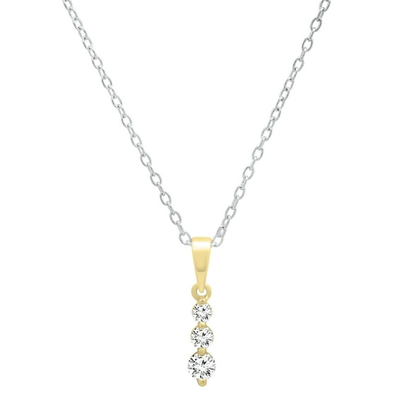 Dazzlingrock Collection Round White Diamond 3 Stone Graduating Pendant with 18 Inch Silver Chain for Women (0.22 ctw, Color I-J, Clarity I1-I2) in 14K Yellow Gold