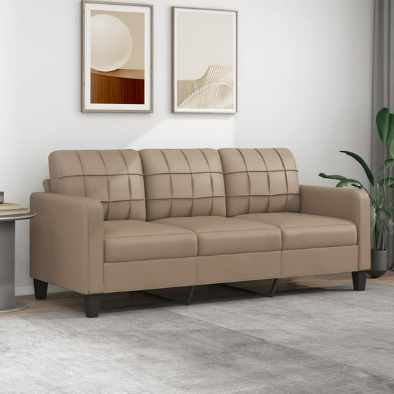 vidaXL 3-Seater Sofa Cappuccino 70.9" Faux Leather