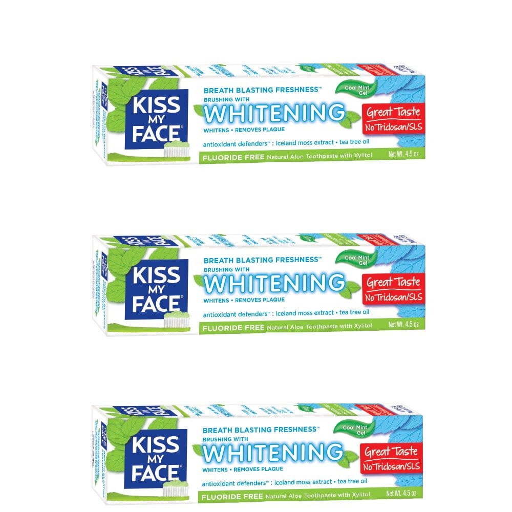 Kiss My Face Gel Teeth Whitening Fluoride Free Toothpaste, 4.5 Ounce, 3