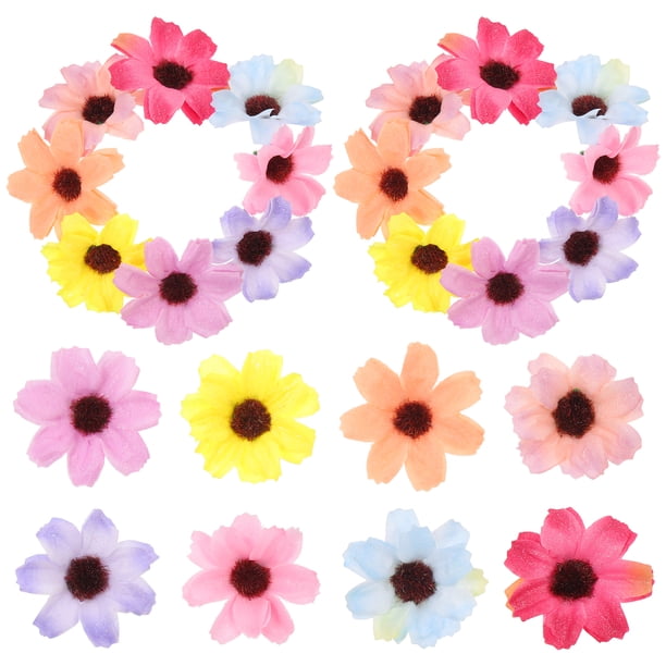 50 cabezas de flores artificiales multicolores, pequeñas margaritas artificiales, decoración