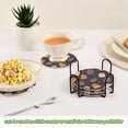 thumbnail image 5 of Yayeee 6 PCS Drink Coasters with Holder Set Woven Absorbent Round Tabletop Hot Pad, Orange Halloween Ghosts, 5 of 7