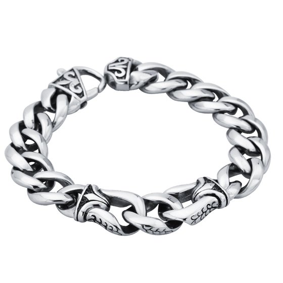 Ax Jewelry Mens Curb Link Bracelet in Stainless Steel 8.5 inches