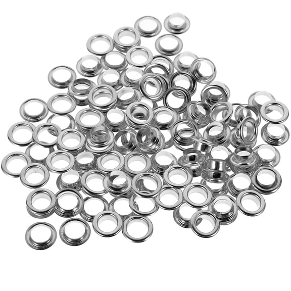 DINHEAROM 50 Sets Grommets Eyelets Kit for Clothing and Luggage Silver Copper Round Shape