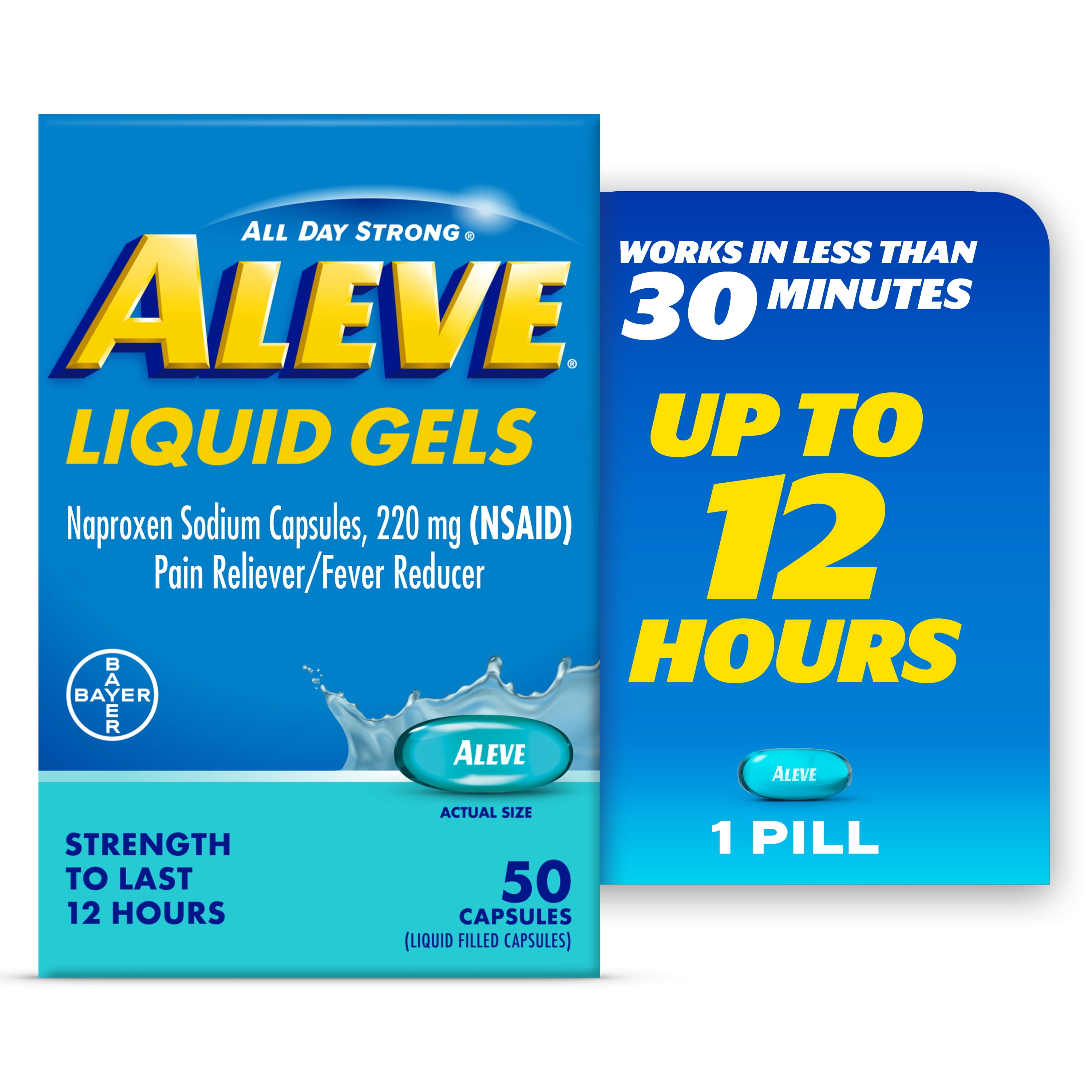 (3 pack) Aleve Liquid Gels Naproxen Sodium Pain Reliever, 50 Count