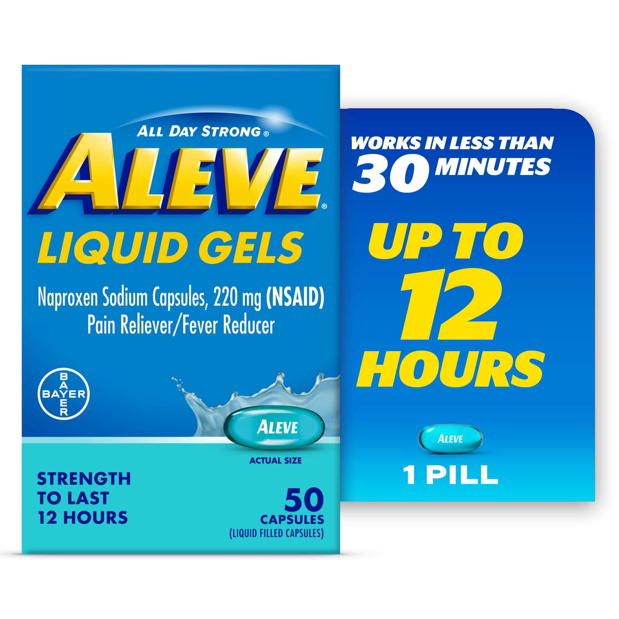 Aleve Liquid Gels Naproxen Sodium Pain Reliever, 50 Count
