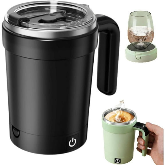 Automatic Magnetic Stirring Coffee Mug with Temperature Display, 2026 Upgraded Magnetic Coffee Stirrer Automatic Stirring Coffee Mug with Lid, Auto Stirring Coffee Mug for Office School (White)