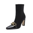 thumbnail image 1 of Women Ankle Boots Pointed Zip Shoes Winter Solid Color Fashion Square High Heel Chain, 1 of 9
