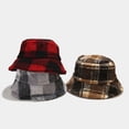 thumbnail image 2 of SikaFu Autumn Winter Polyester Plaid Warm Thicken Bucket Hat Fisherman Hat Outdoor Travel Cap For Girl And Women 199, 2 of 6