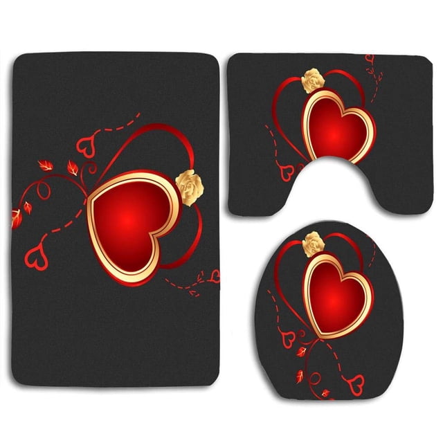 Juego de alfombras de baño ABPHQTO Luz del corazón 3 piezas Contorno y tapa de inodoro