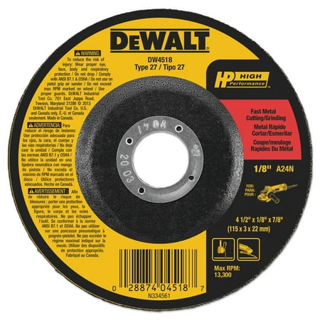 

DeWALT DW4518 - HP 4-1/2 Type 27 Cut-Off Wheel (1/8 Thickness 7/8 Arbor Aluminum Oxide)