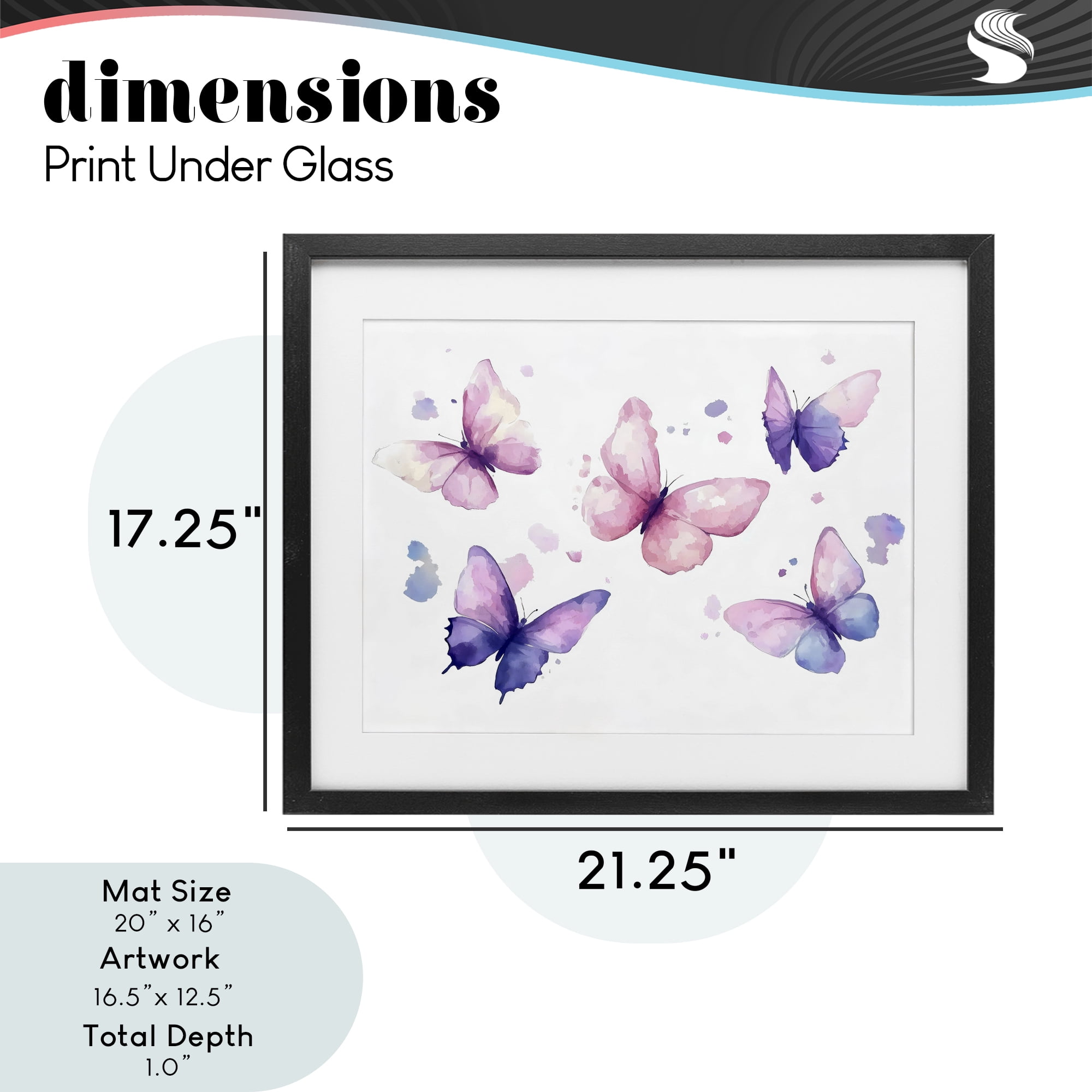 Stupell Industries Blue and Pink Butterflies Black Framed Print Under Glass, design by Creative Studio
