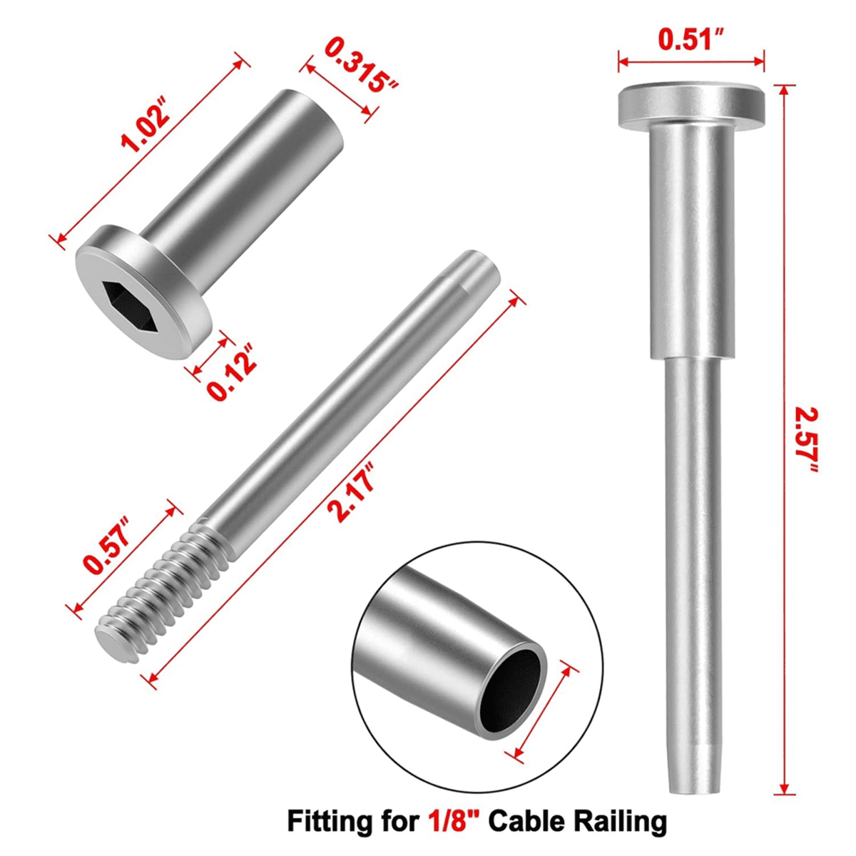 50pcs Stainless Steel Invisible Receiver And Swage Stud End - View #3