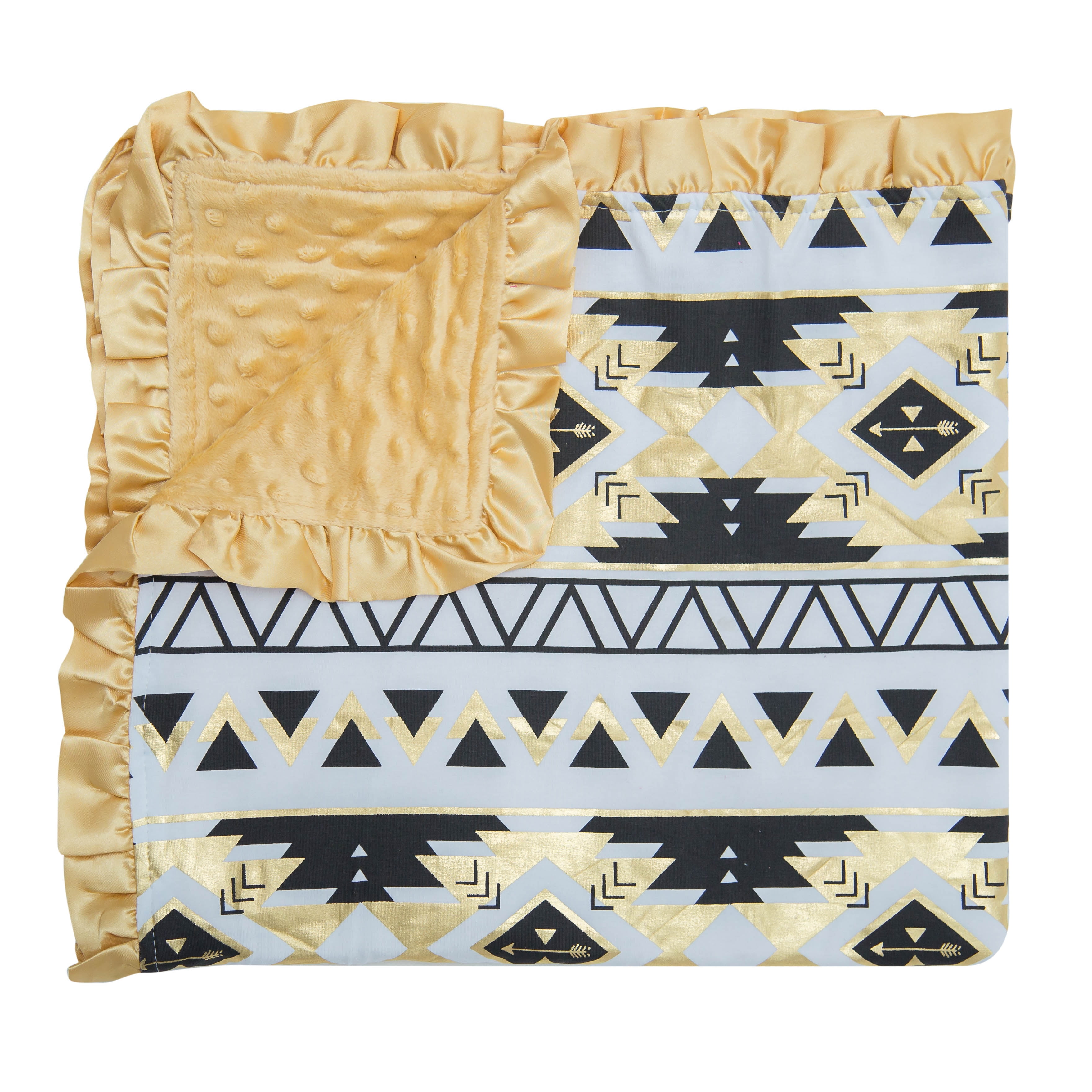 JLIKA Gold Aztec Minky Baby Blanket